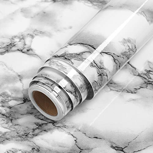 LACHEERY Large Size 36x160in Gray Marble Contact Paper Faux Countertops Peel and Stick Wallpaper Decorative Self Adhesive Vinyl Film for Cabinets Table Desk Shelf Liner Removable Marble Sticker Paper