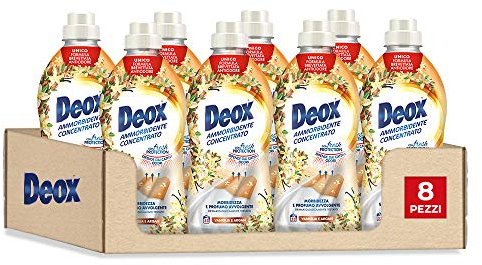 Deox - Ammorbidente Lavatrice Concentrato, 264 Lavaggi, Vaniglia e Argan, Capi Morbidi e Profumati, con Tecnologia Fresh Protection, 660ml x 8 Confezioni