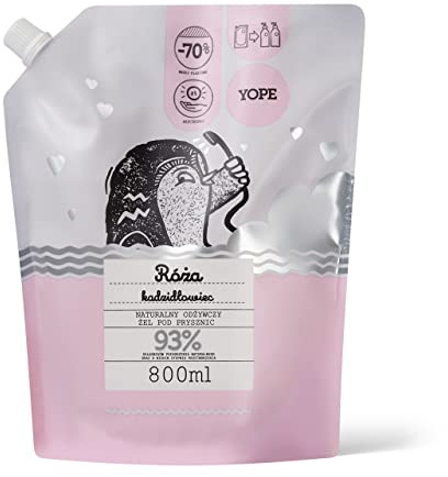 YOPE REFILL SHOWER GEL GENTLE, NEUTRAL PH 98% INGREDIENTS OF NATURAL ORIGIN VEGAN SCENT ROSE BOSWELLIA 800ml