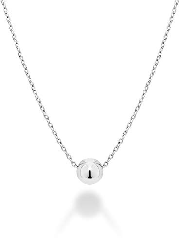 Miabella 925 Sterling Silver or 18Kt Yellow Gold Over Silver Italian 5mm Slide Bead Ball Pendant Necklace for Women Chain Made in Italy (Length 18 Inches, sterling silver)