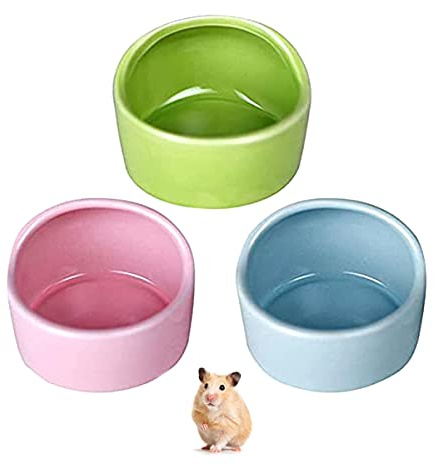 Hamster Ceramic Feeding Bowls,RoadLoo 3 Pieces Dishes Anti-Bite Ceramic Animal Food Bowl Cute Small Animal No Spill Water Feeder for Rabbit Hedgehog Guinea-Pig Gerbil Squirrel