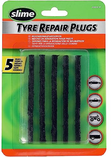 Slime 20252-51 däckreparationspluggar, för slanglösa off-road-däck, inklusive fyrhjulingar, gräsklippare och skottkärror, paket med 5