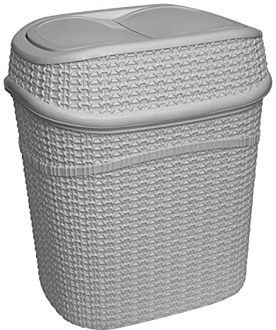 Bath Bliss 9.5 Liter Swing Top Waste Bin Sailor Knot Trash Can | Dimensions: 11.22 x 8.27 x 12.6 | Great for Office | Bathroom | Lid Remove | Grey | Bathroom Wastebasket | Grey