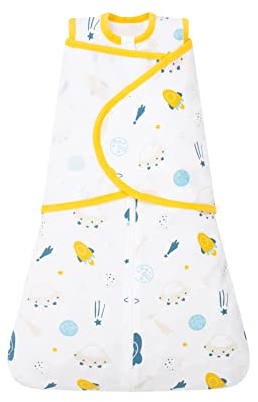 E-RIDES Baby Pucksack Puckdecke Pucktuch aus 100% Baumwolle, 0-3 Monate Wickel-Decke Wickelschlafsack Swaddler Schlafsack Decke für Säuglinge Babys Neugeborene,(Luftfahrt/0.5 Tog,Medium)