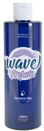 Wave Washing Perfume - Profumatore per Bucato con Olii Essenziali - 100% PLASTICA RICICLATA - 500 ml - 50 lavaggi - Elimina Batteri - Profuma (Oceano Blu)