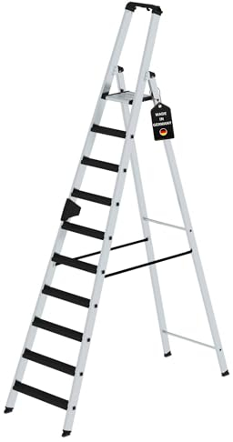 PROREGAL Stufen-Stehleiter | einseitig begehbar mit Clip-Step Relax | 10 Stufen | Leiter, Teleskopleiter, Trittleiter, Bockleiter, Sprossen-Doppelleiter