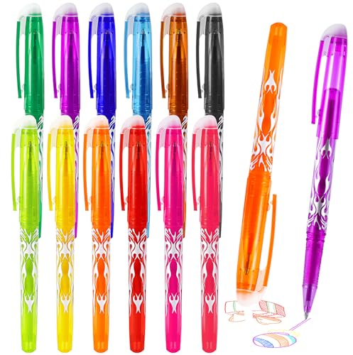YIIFELL12 Stück Radierbarer Kugelschreiber, Tintenroller Radierbar, Gelschreiber Friction Stifte Radierstift, Erasable Pen Set für Bürobedarf Schulsachen Studenten (Mehrfarbig 0,5 mm)