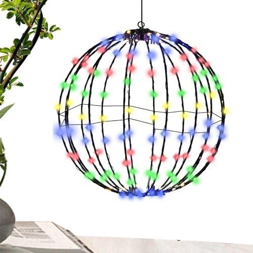 Luces de esfera de Navidad al aire libre | Bolas de esfera luminosas de Navidad al aire libre - LED luces Bola Jardín cuelga en globo con marco de metal, decoraciones de árbol de jardín