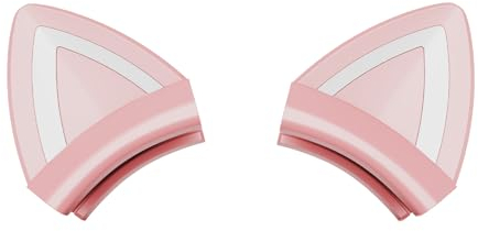 ONITOON Oreilles de chat rose pour casque, oreilles de chaton mignonnes en silicone, jolis accessoires amovibles pour casque de jeu, légers et durables