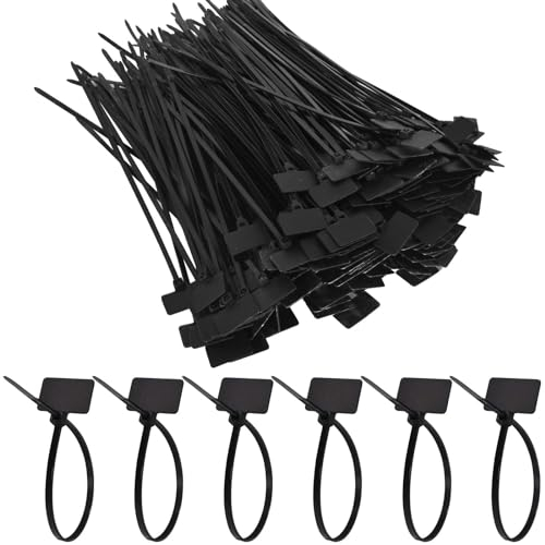 250 Piezas Colores Bridas,Bridas de Plástico,Nylon Plástico Ataduras de Cables,Brida de Cable Multicolor Etiquetas,Multicolor,Utilizado para Ropa, Logística,Ropa Zapatos Bolsos (Black)