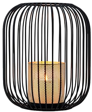 Marrakesch Boho Deko Aesthetic Windlichter Metall Draht 21 cm groß schwarz | Windlicht Teelichthalter Tesour als Gartendeko & Wohnzimmer Tisch Deko | Exquisite Kerzenständer für teelichter