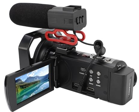 Asixxsix 5K Video Camera Camcorder, 56MP WiFi 3 Inch 90° Rotatable Touch Screen Vlogging Camera Anti Shake 18X Digital Zoom Video Camera Recorder with External Microphone, Remote, Battery