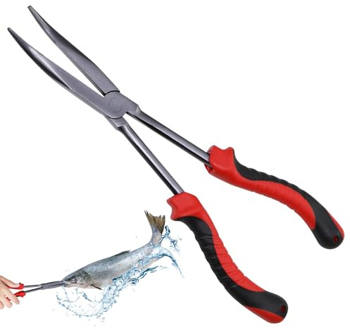 BEASAFY Pince Peche, 27,8 cm Décrocheur D'Hameçon Manche Long, Acier à Haute Teneur en Carbone Pince Peche Carnassier, Multifonction Fishing Pliers pour Attraper Les Poissons Prédateurs