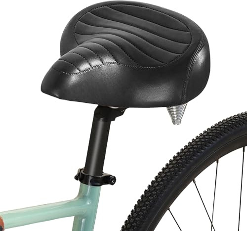 Selle de vélo pour homme et femme, large selle de vélo, respirante, confortable et douce, selle de vélo de rechange universelle pour vélo de ville, VTT, vélo d'appartement, noir