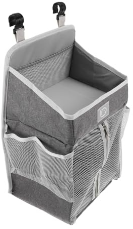 Hemobllo Organizador Colgante para Cunas y Cochecitos con Gran Capacidad Bolsa de Almacenamiento Lateral para Pañales y Toallitas Tejido Lavable y Diseño Adaptable para Uso Guardería y