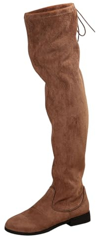Generisch 2026 Botas planas sobre la rodilla para mujer en invierno de comercio extranjero europeo liso, marrón, 42 EU