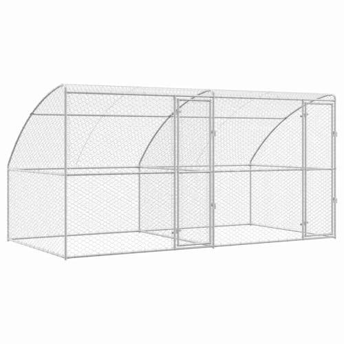 vidaXL Hundekäfig 2 pcs Silber 4 x 2 x 2 m Verzinkter Stahl, Moderner, minimalistischer Hundezwinger, langlebige Tierunterkunft, sicherer Platz im Freien, ideales Hundezuhause
