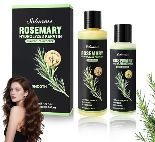 Rosmarin-Haarwuchs-Shampoo und Conditioner für dünner werdendes Haar für Frauen und Männer, Enthält hydrolysiertes Keratin, Stärkt die Haarsträhnen, Haarwachstum Shampoo Haarpflegeset