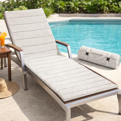 MANEMI Colchoneta para Tumbona Enrollable 190x60x1 cm, Cojín Acolchado con Fibra, Ligera,Diseño Portátil con Asa y Hebilla, Funda de Poliéster, Ideal para Playa, Jardín y Camping