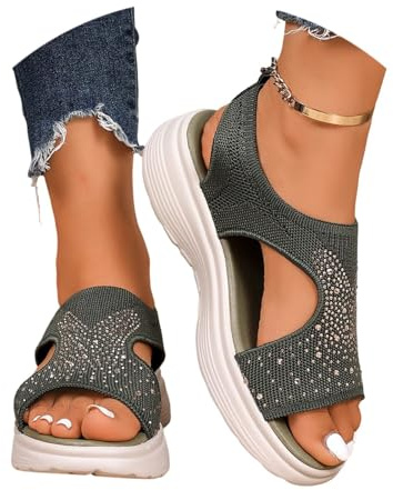 YOSUWOAI Sandalias ortopédicas para mujer, cómodas y cómodas, sandalias de trekking, para exteriores, informales, para la playa, zapatos descalzos, planas, deportivas, para exteriores, para mujer