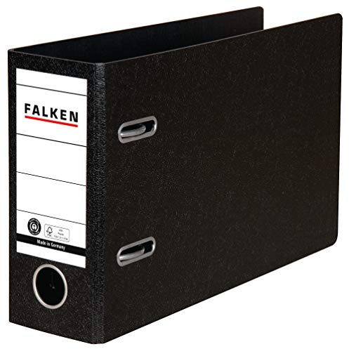 Original Falken Ordner Sonderformat Hartpappe. Made in Germany. 8 cm breit DIN A5 quer schwarz Kontoauszug Ringordner Aktenordner Briefordner Büroordner Pappordner Schlitzordner Blauer Engel