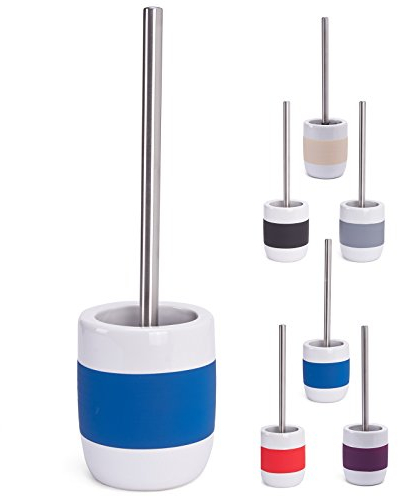 MSV Moorea Escobilla de Baño, Gres y Cerámica, Azul Marino, 11.5x11.5x40 cm