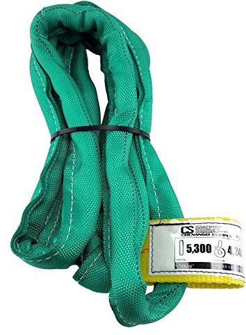 Eslingas Verdes VR2 x 4 pies Fabricadas en Estados Unidos de 4 a 12 pies de Longitud en el listado, Doble Capa Cubierta sin Fin Redonda de Polietileno, 5 Libras Verticales, Gargantilla de 4 Libras,