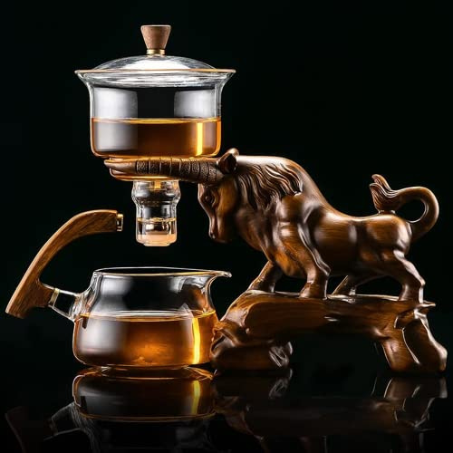 XIALON Set di Tè in Vetro Pigro per la Casa - Tazza Automatica Magnetica della Teiera Kung Fu