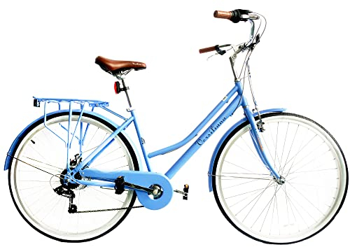 Versiliana Vintage-Fahrräder – Citybike – widerstandsfähig – praktisch – komfortabel – perfekt für die Fortbewegung in der Stadt (Damen 28, Pastel HELLBLAU)