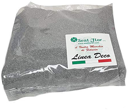 Seat Flor SRL® färgad sand, sand för vasdekoration 0,5 mm 1 kg påse ca. (25 färger tillgängliga) (grå)