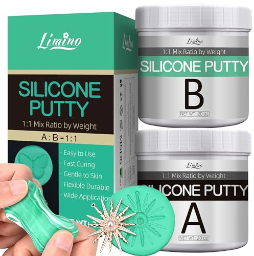 Limino Stucco in silicone – 1.200 g / 1,1 kg kit flessibile per la creazione di stampi, fusione 1:1 rapporto di miscelazione stampi in resina pasta rapida indurita, candele di sapone, artigianato