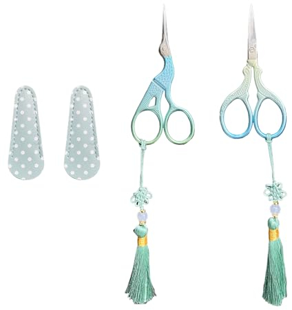 Stickschere, klein, scharf, Edelstahl, zum Nähen, für Stoff, Kreuzstich, Einfädeln, Handarbeit, mit blauem PU-Überzug, für Stickerei, Kunstarbeiten und den täglichen Gebrauch, 2 Stück