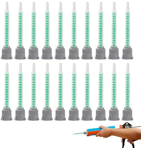 20 Stück Statikmischer 1:1 Mischerspitzen Kunststoffkleber Mischrohr Mixtülle für 2k Kleber Statikmischdüse Mischerdüsen für Rohrstrom AB Mischdüse (Grün)