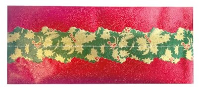 Anniversary House Pack of 1 Traditional Christmas Cake Frill, Red Foil with Green/Gold Holly Centre Trim, Decorative Ribbon Trim for Cakes, Nostalgic Cake Decoration, Cake Decorations for Xmas