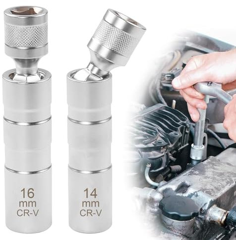 Apdvenk Zündkerzenschlüssel 14mm und 16mm, 2 Stück Magnet Universal Flexibel Zündkerzenschlüssel Set, Zündkerzenschlüssel SatzWerkzeuge für Entfernen von Zündkerzen