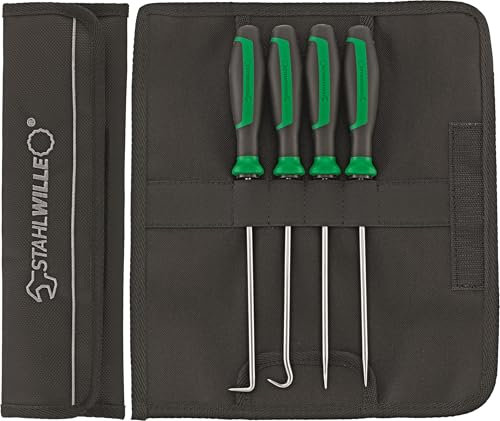 STAHLWILLE Hakenwerkzeug Set 4-tlg. extra lang 250 mm | universell einsetzbar u.a. für Dichtungen | in Textiltasche