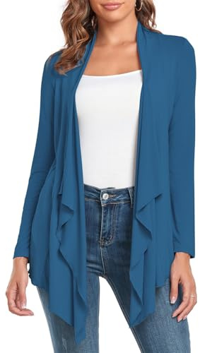 TownCat Femme Long Cardigan Léger Manches Longues Ourlet Irrégulier Élégant De Mode Gilet Femme Drapé Ouverte Couleur Unie Décontractés Outwear
