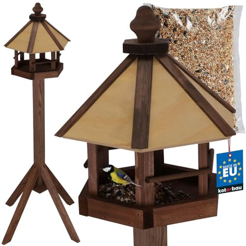 KOTARBAU® Vogelhaus Vogelfutterhaus mit ständer 310 x 1120 mm + Futter 0,5 kg Vogelhaus Wetterfest Futterhaus für Vögel Vogelhäuschen Vogelhaus Balkon Vogelfutterstation Futterstation
