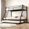Cenbunsh Bett 90 & 140 x 190 cm, Metall-Etagenbett für Jugendliche und Erwachsene, Etagenbett für 3 Personen, mit Leiter und Geländer (Schwarz-Ziehbank)