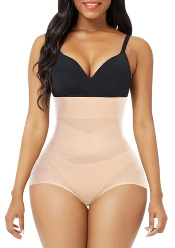 YARRCO Braga Faja Reductora Mujer Invisible Adelgazante Braguitas Moldeadoras Vientre Plano Abdomen Cintura Alta Faja Postparto Shapewear Faja Pantalon Control de Barriga (Beige-Braga,M)