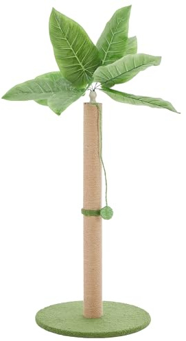 33 Tall Cat Scratching Posts for Indoor Cats, Cat Scratching Post Premium Basics Kitten Scratcher Sisal Scratch Posts with Hanging Ball, All Ages with Reinforced Stable Base, Green