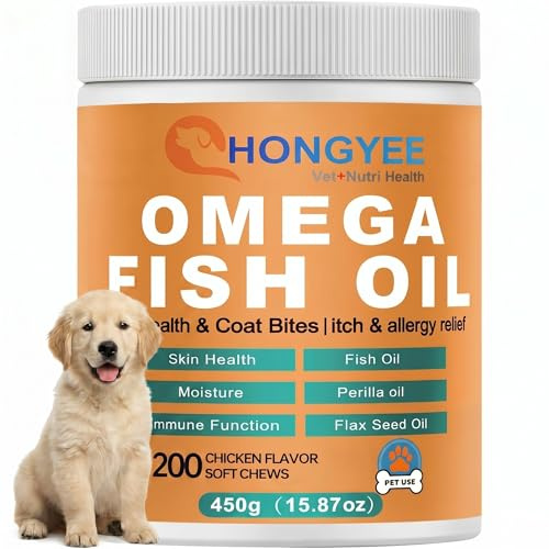 Omega 3 Fiskoljetugggodis För Hundar Mot Klada Allergier 200 Stycken 450g Hud Päls Kosttillskott För Sund Hudbarriär Glänsande Päls Immunförsvar Kycklingsmak