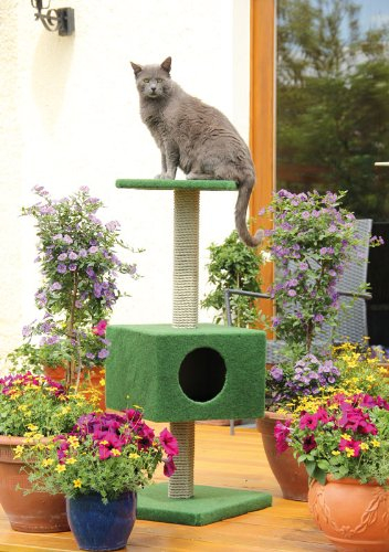 CLEVERCAT Outdoor Kratzbaum Terrasso Maggy. Ideal für Balkon oder Terasse. Kratzsäulen mit Naturholzkern. Natürlich Made in Germany 8404