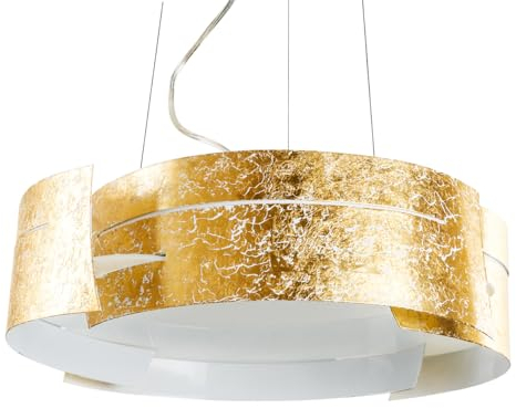 Hängelampe Novara - Moderne Hängeleuchte Gold mit in Wellen gelegten Metallelementen - Lampe Esstisch E27-Fassung, ohne Leuchtmittel