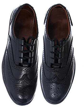 Brook Taverner Men's Leather Upper Ghillie Brogues Shoes for Kilts in Black - Smart Formal, Slip On Wedding Lace Up Dress Shoes - 7 UK