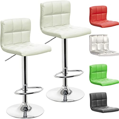 Beltom® 2 SGABELLI da Bar E Cucina con PENISOLA Regolabili in Altezza Sedia Girevole per PIZZERIE Pub RISTORANTI Hotel Soggiorno Ufficio - Modello Royal - X2-Bianco