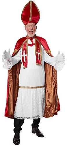 dressforfun 900841 Far julkostym, Saint Nicholas kostym, biskop juloutfit set med kappa, hatt och handskar, mörkröd – olika storlekar – (S | nr 303458)