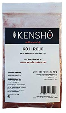 Kensho | Esporas de levadura roja de arroz- Koji Rojo, Beni Rojo | Ayuda a la digestión y es vigorizante | Sin gluten | 10 gramos