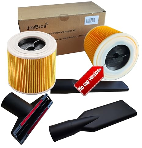 JoyBros 2x Filtros de Cartucho para Karcher wd3 Premium wd3p wd3s wd2 plus Filtro Versión Sin Tapa 6.414-552.0 3x Boquillas Kärcher Acessorios