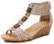 FRALOSHA Sandalen damen keilsandalen sommer offene Zehen lässig mit absatz Strandsandalen plateau sommerschuhe Gold 40